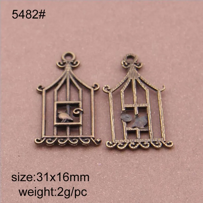 

25pcs/lot Antique Bronze Plated 31x16mm Birdcage Alloy Charm Pendant Fit DIY Jewelry Findings