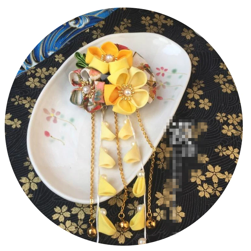 Заколка кимоно в японском стиле аксессуар для волос из хлопчатобумажной ткани