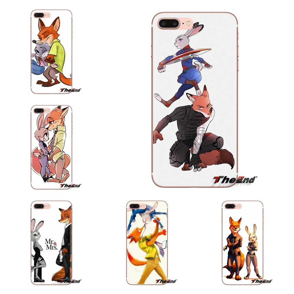 Мягкие чехлы для Sony Xperia Z Z1 Z2 Z3 Z5 compact M2 M4 M5 C4 E3 T3 XA Huawei Mate 7 8 Y3II Zootopia lovely rabbit Judy fox Nick |
