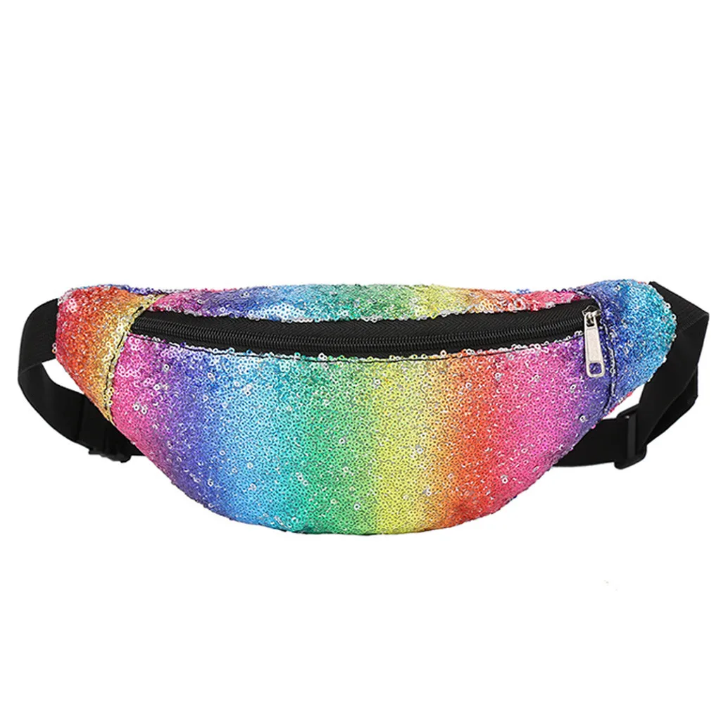 Multicolor Голографические поясные сумки женские радужные цветные блестки, молния с блестками для девушек, сумка-мессенджер, спортивные нагрудные сумки с бананами на талии, мода - Цвет: Multicolor