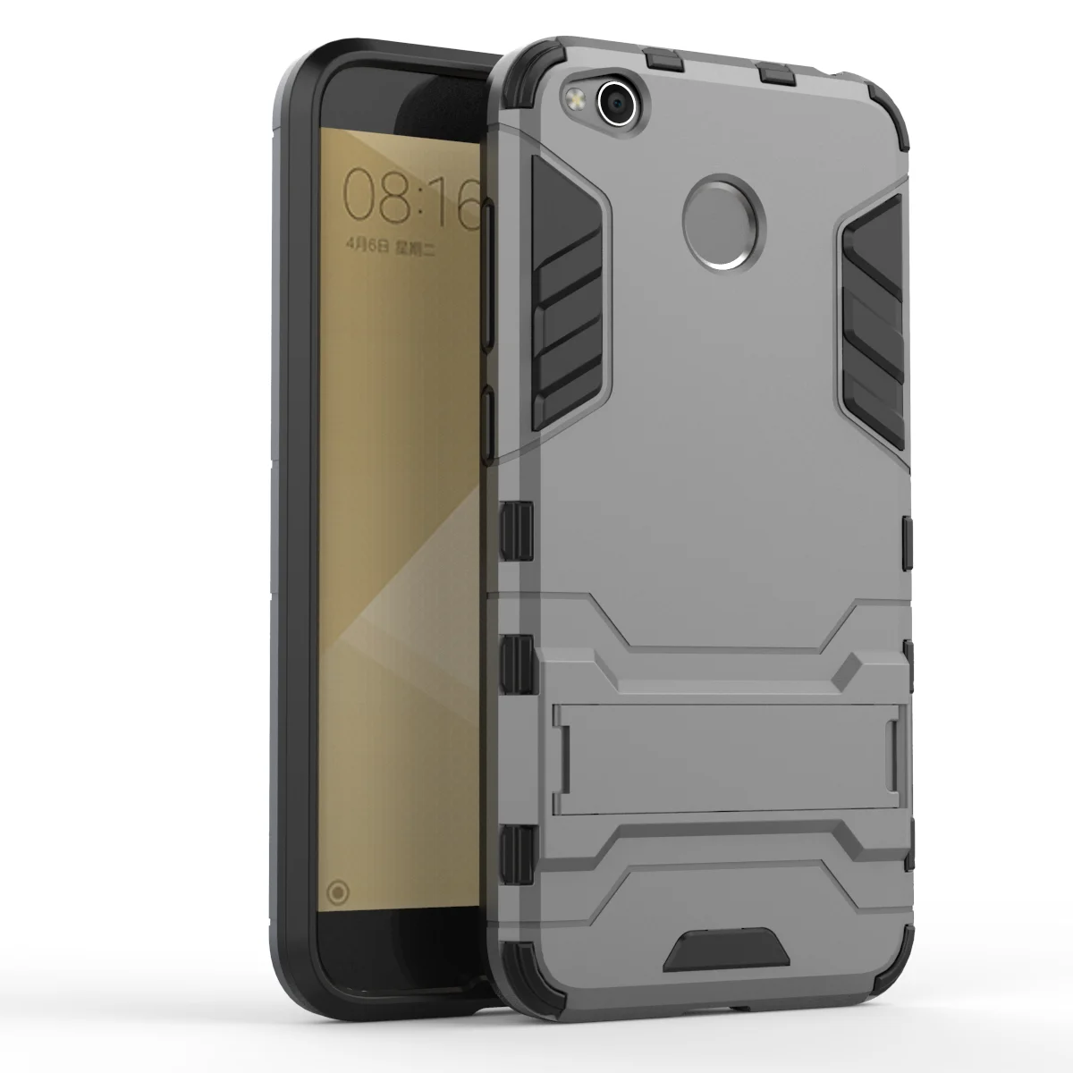Gray Чехол для телефона для Xiaomi Redmi 4X2 в 1 pc чехол с подставкой жесткий Броня прочный защитный корпус Coque для Xiaomi Redmi 4X5," Capa - Цвет: Gray