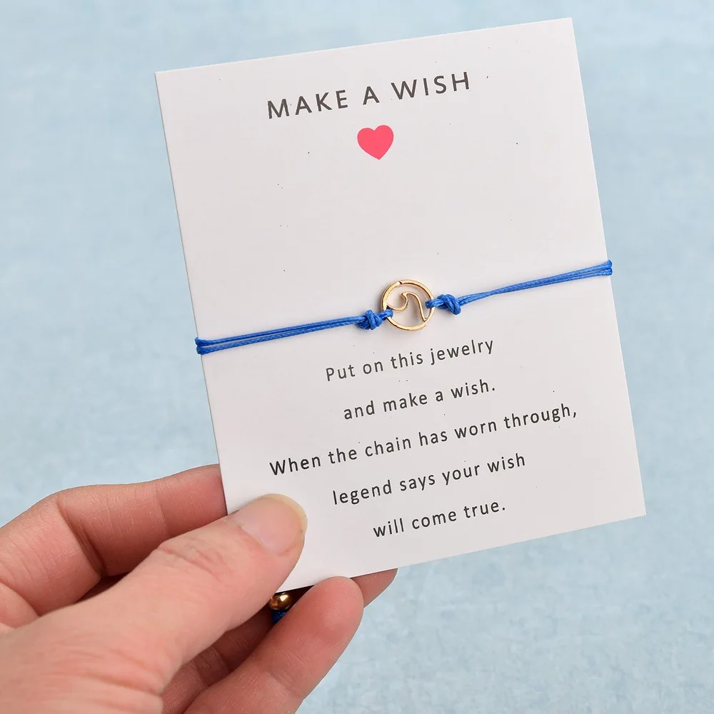Золотая подвеска в виде волн Make a Wish браслеты для девочек обручальные свадебные с