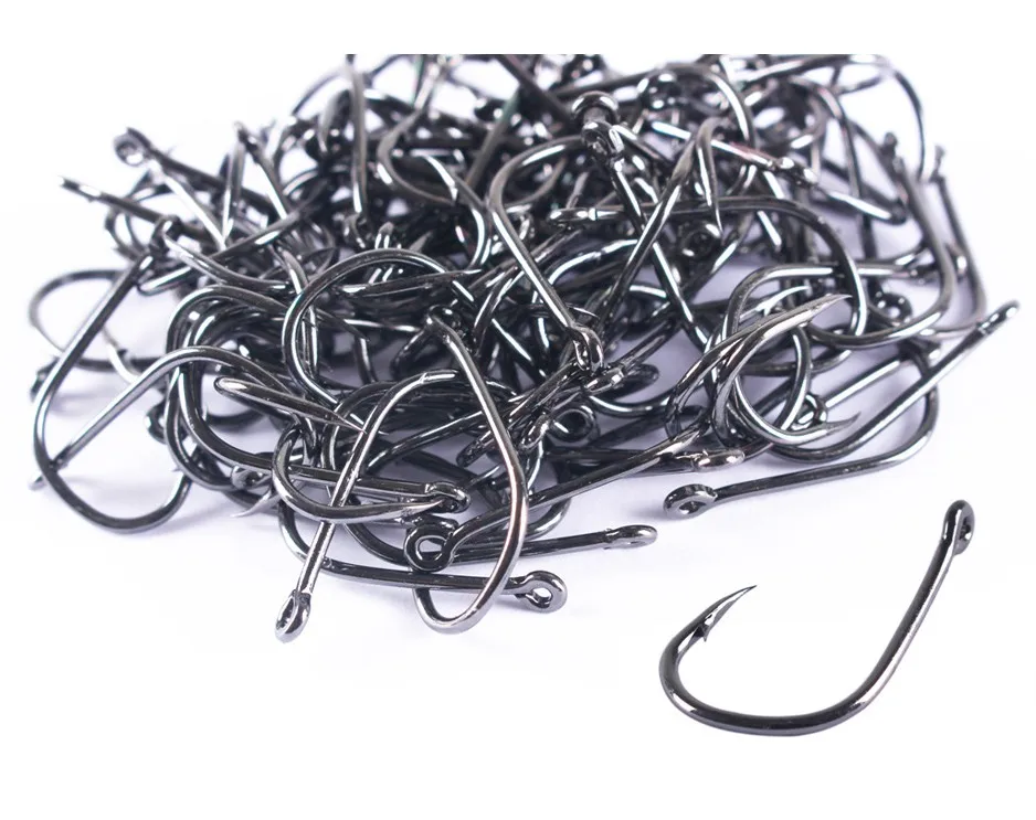 Anmuka 100 шт. рыболовные крючки(GF)#3-#12 Высокоуглеродистая сталь углеродистая черная Приманка Держатель рыболовный крючок набор Высокое Качество Колючая