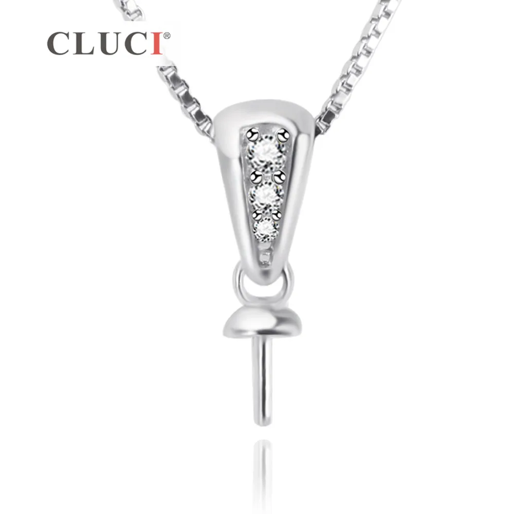 Женское ожерелье с подвеской CLUCI из серебра 925 пробы со стразами и жемчугом Размер