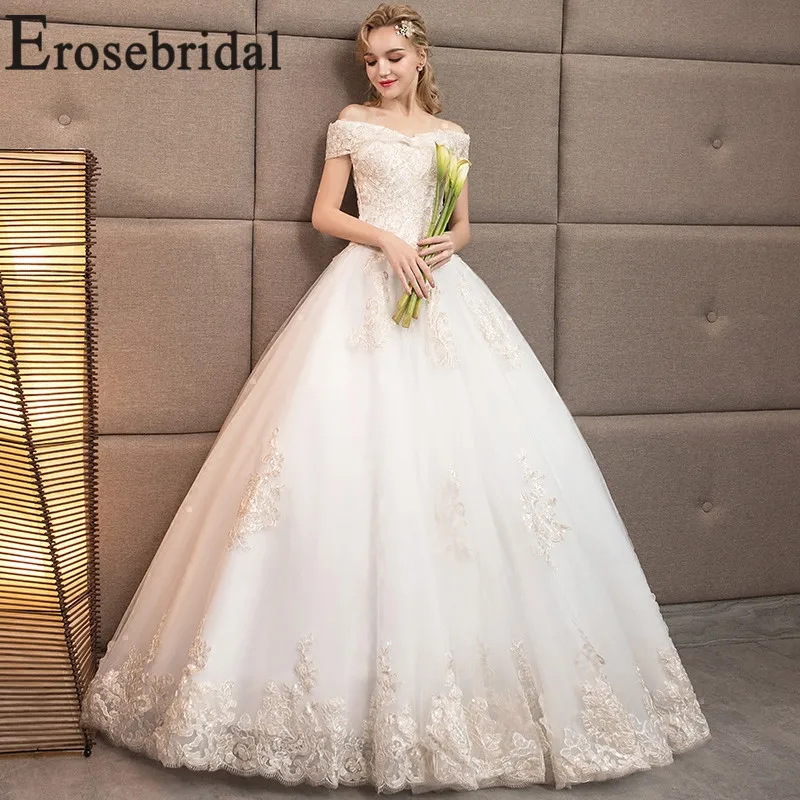 Erosebridal бальное платье, свадебное платье, элегантное кружевное свадебное платье с кружевным лифом и открытой спиной Vestido De Noiva