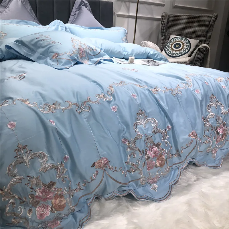 Little Daisy embroidery Bedding Sets girls Beddingset egyptian cotton Bed Linen Duvet Cover Bed Sheet Pillowcase/bed Sets 4/7pcs