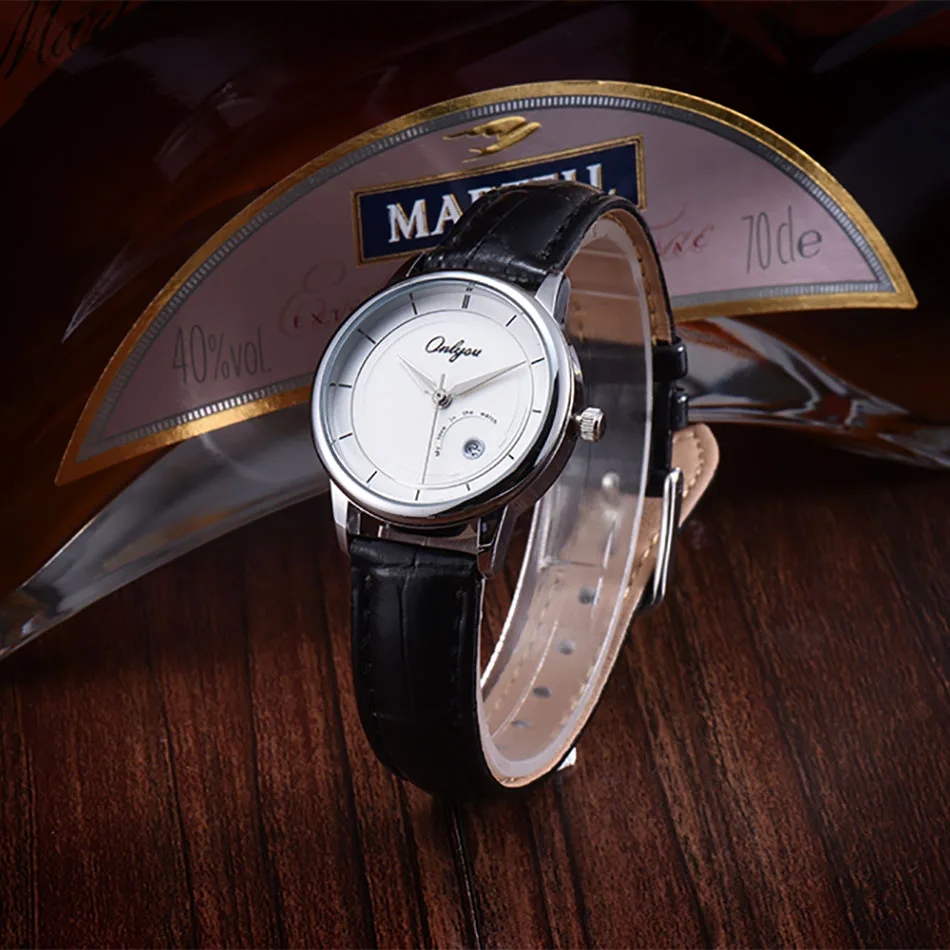 ONLYOU Watch Woman Fashion Design Brand Men Leather Vintage Quartz Calendar Analog Clock Lovers Women Wrist Best Deal | Наручные часы