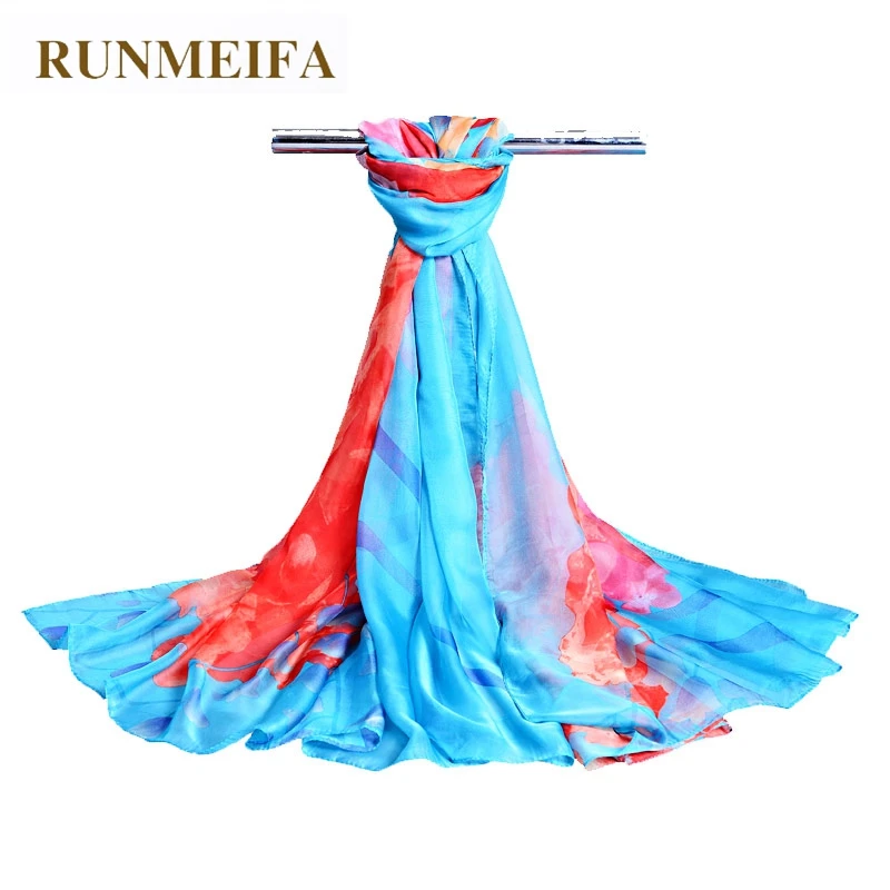 RUNMEIFA модный шифоновый шарф женский летний тонкий шифон с цветочным принтом