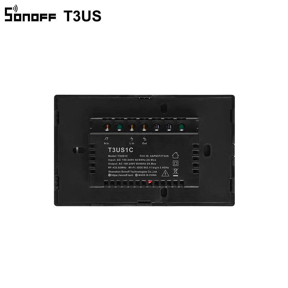Интеллектуальный выключатель света SONOFF T3 Smart Wi-Fi настенный светильник нам переключатель черный 120 Тип на границах 1/2/3 433 RF/приложение/сенсорный экран Управление работает с Google Home