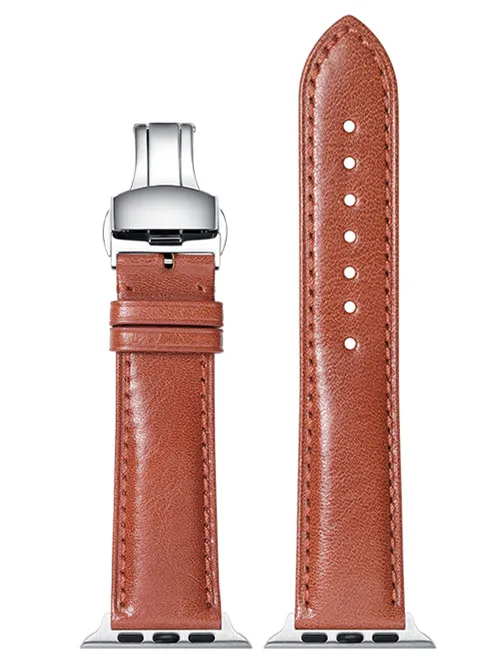 Brown-silver clasp CHIMAERA наручных часов Apple Watch, версии натуральная кожа ремешок для часов на замену браслет для серии 4, версия 1, 2, 3, ремешок Ремешки для Apple Watch 38/40/42/44 мм - Цвет ремешка: Brown-silver clasp