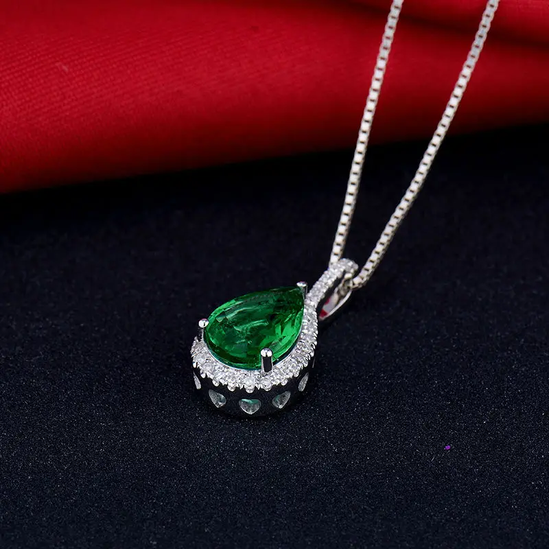 Женское колье с подвеской в виде жемчуга из белого золота 18 карат|emerald diamond