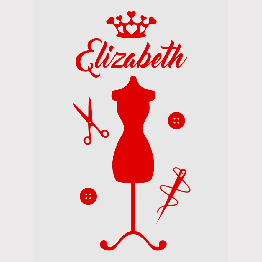 Модные наклейки на стену для девочек персонализированный манекен корона шитье