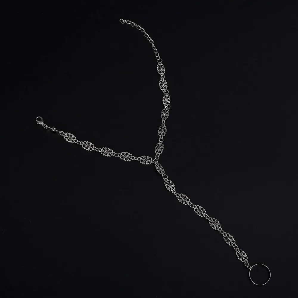 Модный креативный металлический браслет с подвеской в виде цветов цепочка на