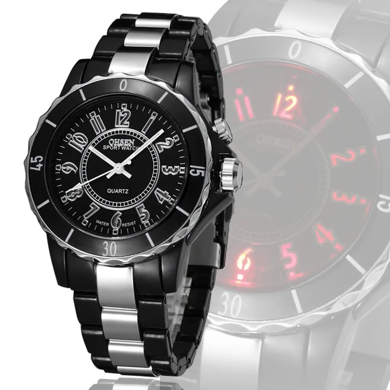 Крутые модные красочные светодиодные часы из нержавеющей стали спортивные