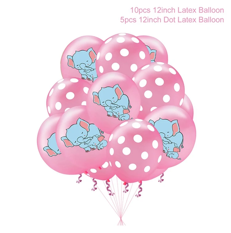 15pcs girl ballon 2 Elephant Decorations Baby Shower Candy Box Elephant Decorations Party Happy Birthday Party Decorations Kids Birthday Party Decor - Цвет: 15pcs girl ballon 2