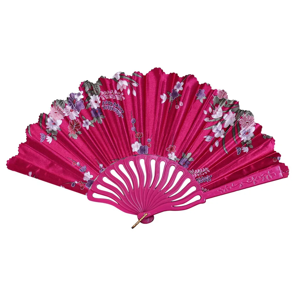 Hot Pink Лучший китайский стиль танец Свадебная вечеринка кружева Шелковый складной ручной цветок веер - Цвет: Hot Pink