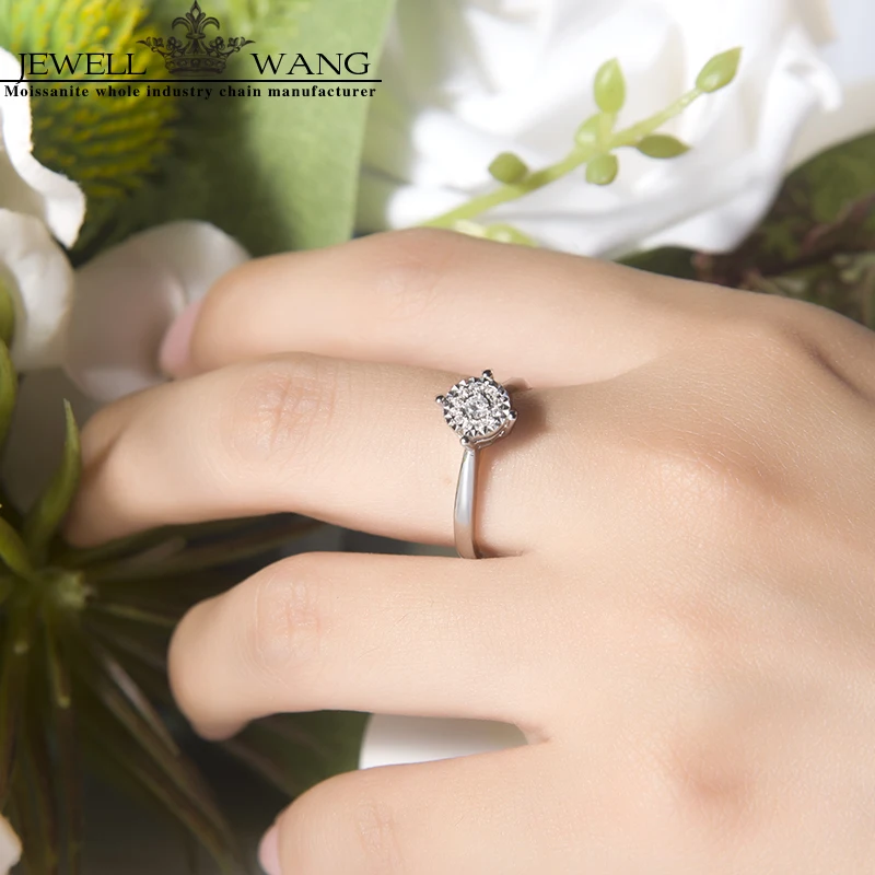 Кольцо из белого золота 18 К с бриллиантами и эффектом 1 карат|ring 18k|ring forrings for women |