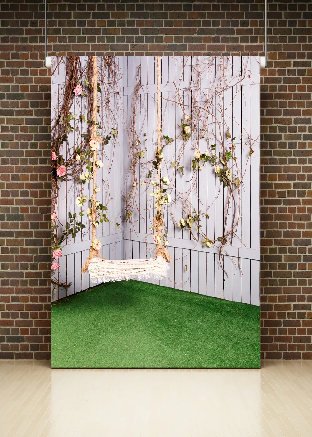 Фоны для фотосъемки с изображением весеннего деревянного дома лужайки цветка