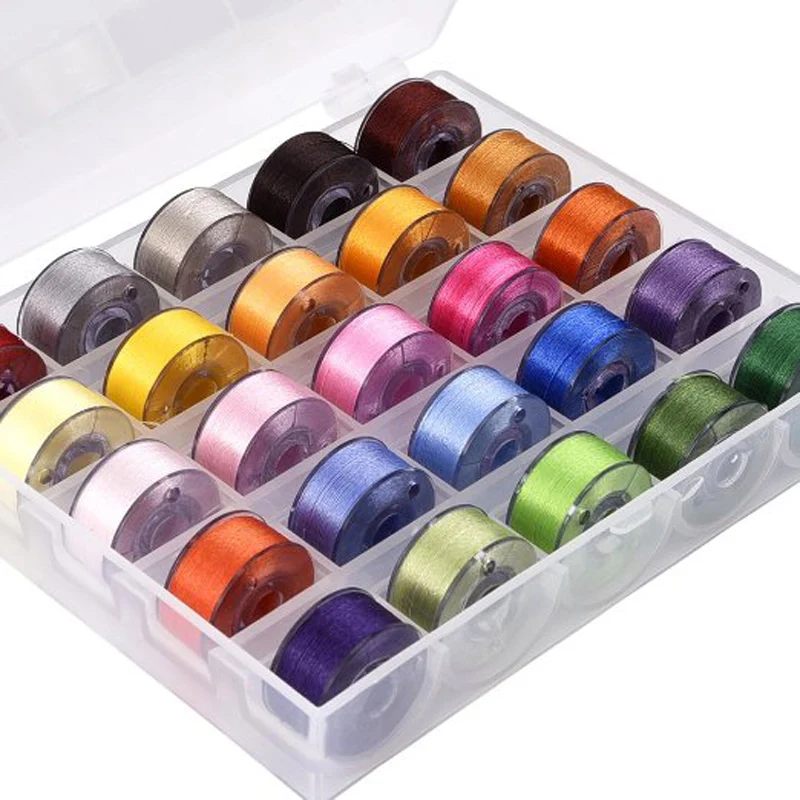 Чехол органайзер с 25 прозрачными катушки для швейных машин и разные цвета