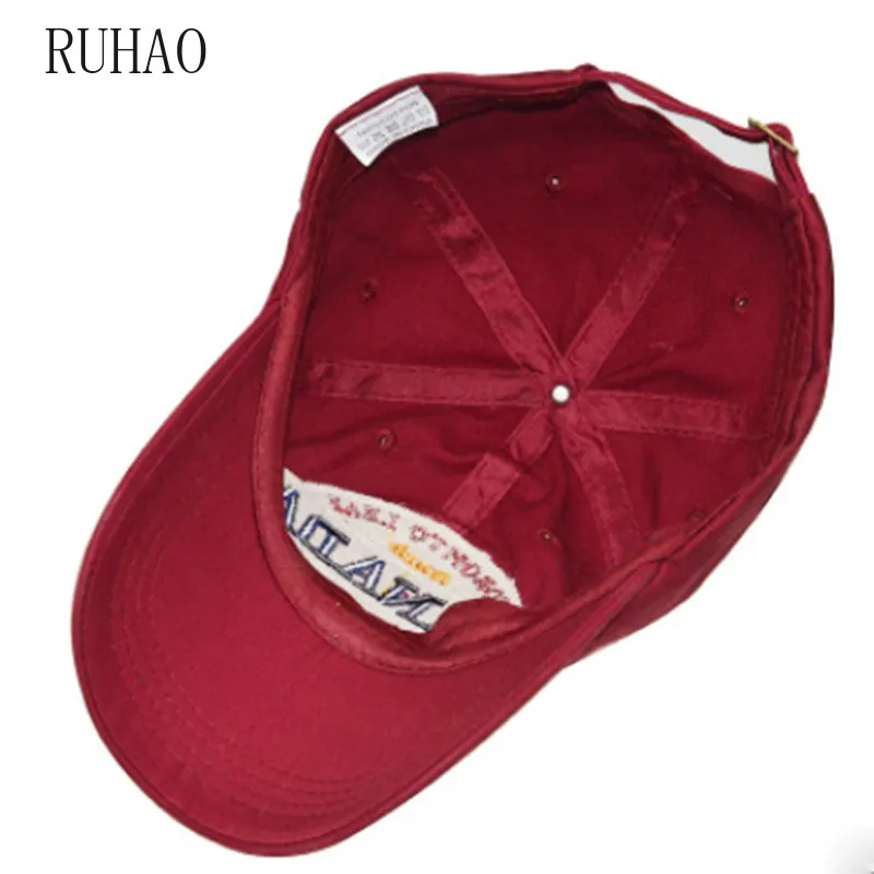 

RUHAO New Washed Cotton Baseball Cap 2019 Snapback Hat For Men Women Dad Hat Embroidery Casual Cap Casquette Hip Hop Cap