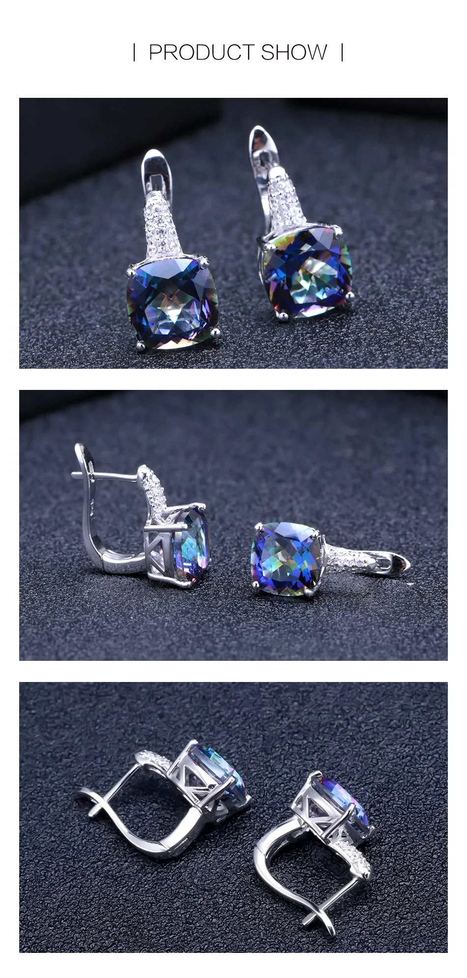 GEM'S BALLET 7.33Ct натуральный Blueish Мистический Кварц серьги-гвоздики 925 пробы Серебряные Серьги с драгоценными камнями для женщин хорошее ювелирное изделие