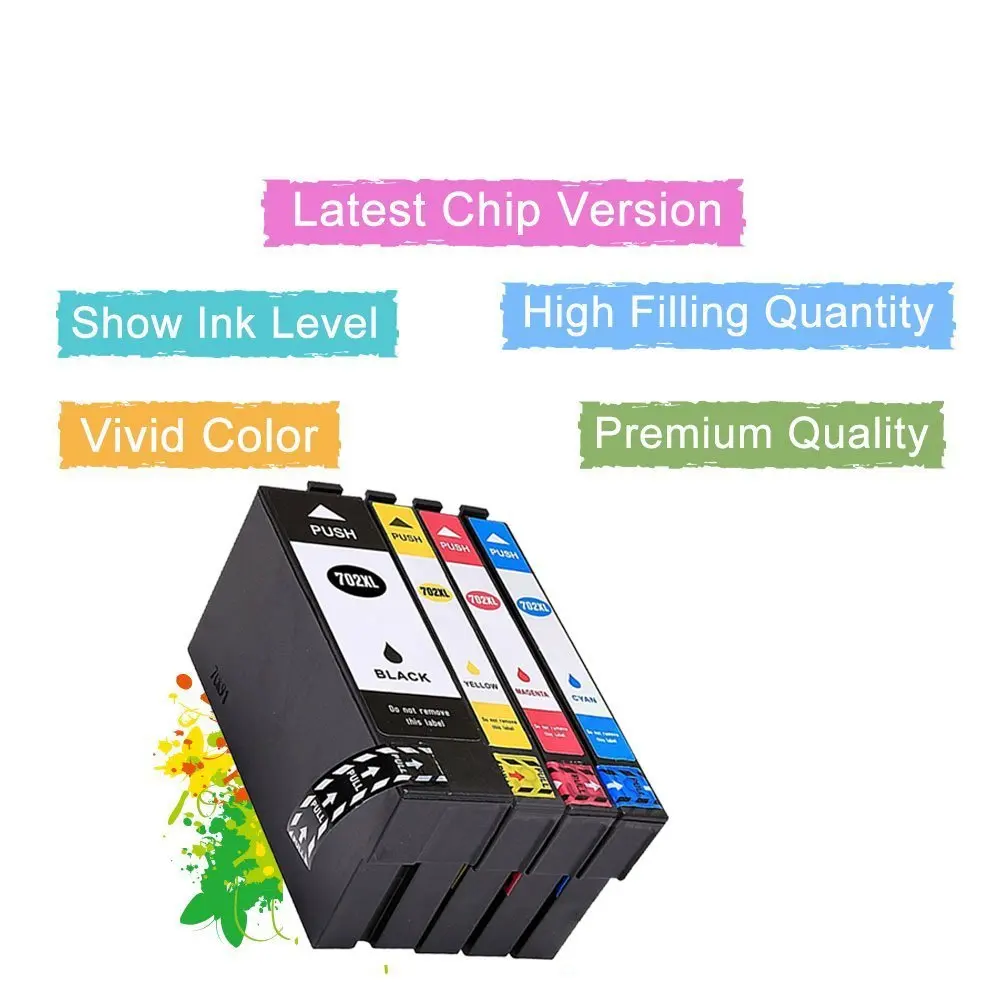 Совместимый чернильный картридж 702 702XL E-702XL для принтера Epson WorkForce Pro WF-3720 WF-3725 (1