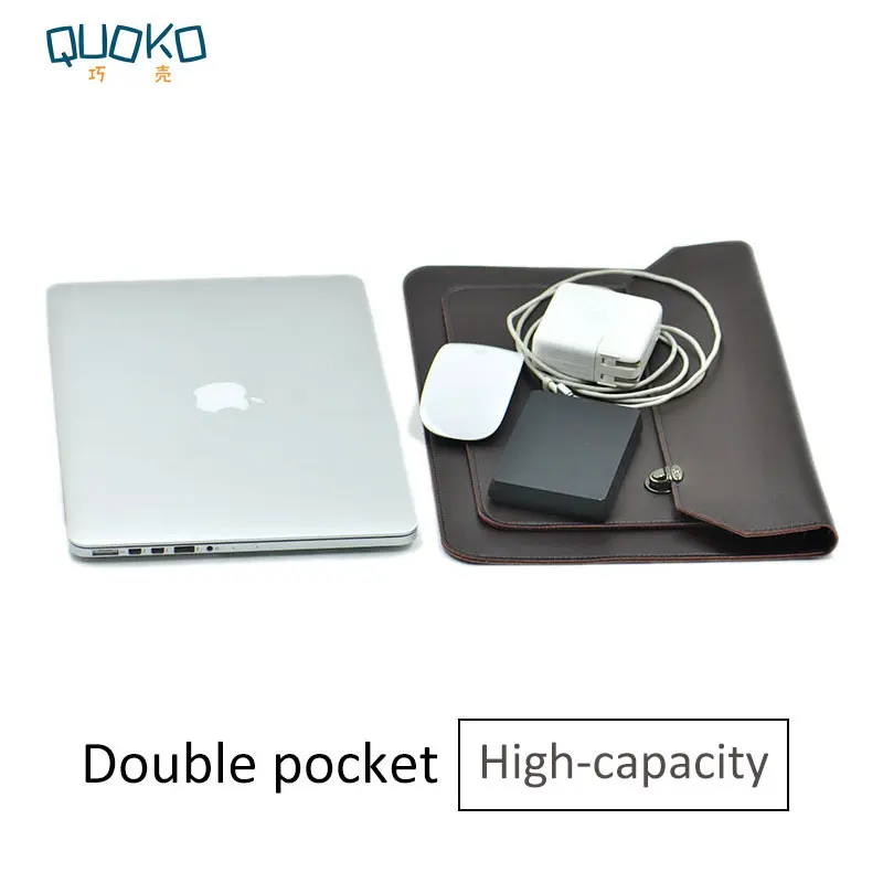 Double Layer Briefcase style Laptop Bag Cover Microfiber Leather NoteBook Sleeve Case For 2018 MacBook Pro Air 12/13.3/15.4 | Компьютеры и