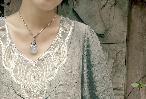 OCESRIO винтажное ожерелье с подвеской в виде кошачьих глаз камнем посеребренное колье тибетском стиле для