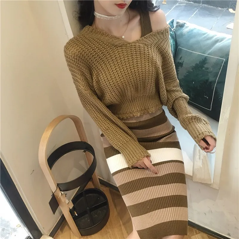 2018 осенне-зимний женский комплект из двух предметов Новый Модный пуловер с