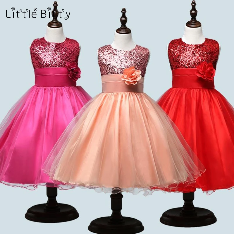 Kids Dresses for Girls Princess Dress Vestido Infantil Wedding Children Sequin Flower Party Boutique | Детская одежда и обувь