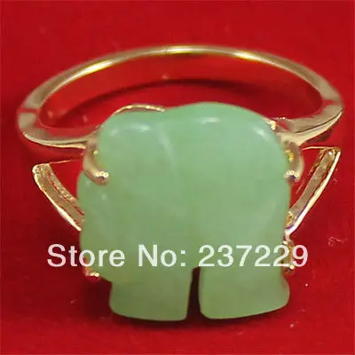 Фото Бесплатная доставка оптовая цена S ^^^^ желтое золото зеленый камень слон кольцо