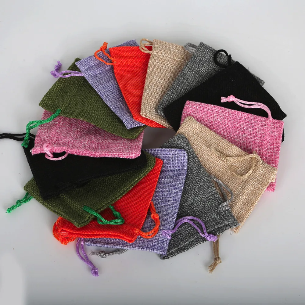 Льняные хлопковые подарочные пакеты на шнурке для дня рождения свадьбы