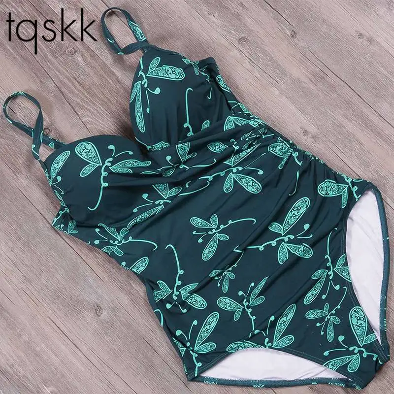 Женский купальник с принтом TQSKK винтажный купальный костюм открытой спиной