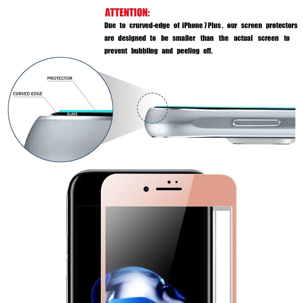 9H 3D Защита экрана для iphone 7 8 6 6S PLUS полное покрытие из розового золота закаленное