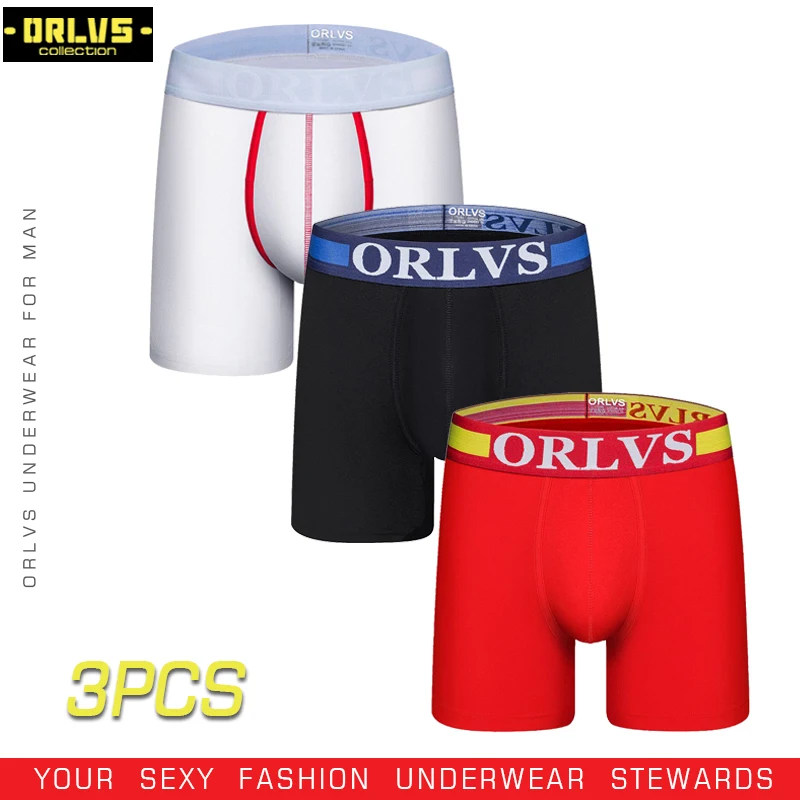 ORLVS 3 шт./лот Мужское нижнее белье мужские боксеры мужские трусы homme мягкий хлопок мужское сексуальное нижнее белье, плавки дышащие мужские боксеры