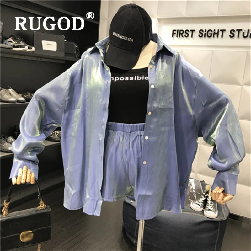 RUGOD модный градиентный костюм из двух предметов женские корейские рубашки с