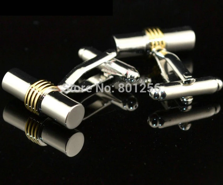 

Free shipping Cuff Button gold-color round cylinder design hotsale copper material cufflinks whoelsale&retail