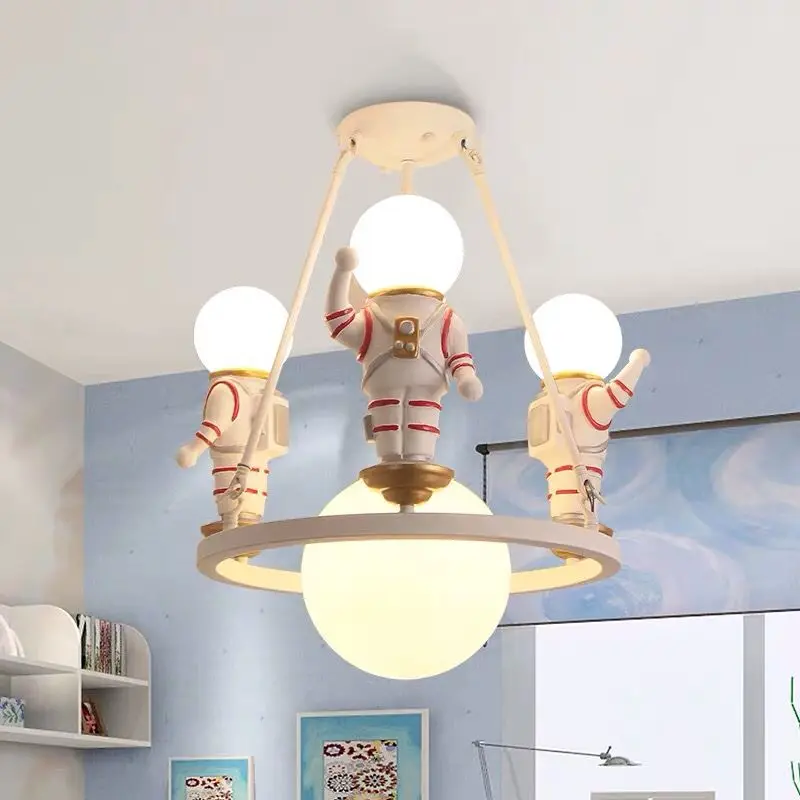 Lámpara colgante de astronauta blanco minimalista, lámpara Led de suspensión de techo E14 para decoración de habitación de niños y niñas