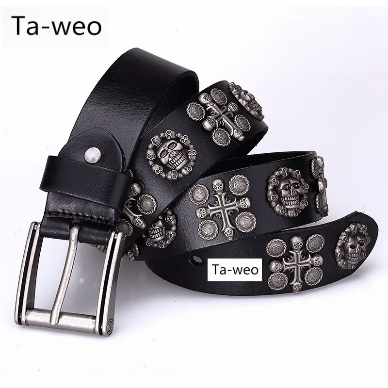 2016 New Selling Fashion Casual Men's Belts Luxury Punk Style Pin Buckle Genuine Leather Belt Men Top Quality