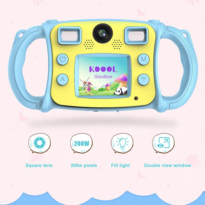 Children HD Mini Digital Camera Dual Lens Shockproof Handles Gift Video Photography HSJ-19 | Электроника