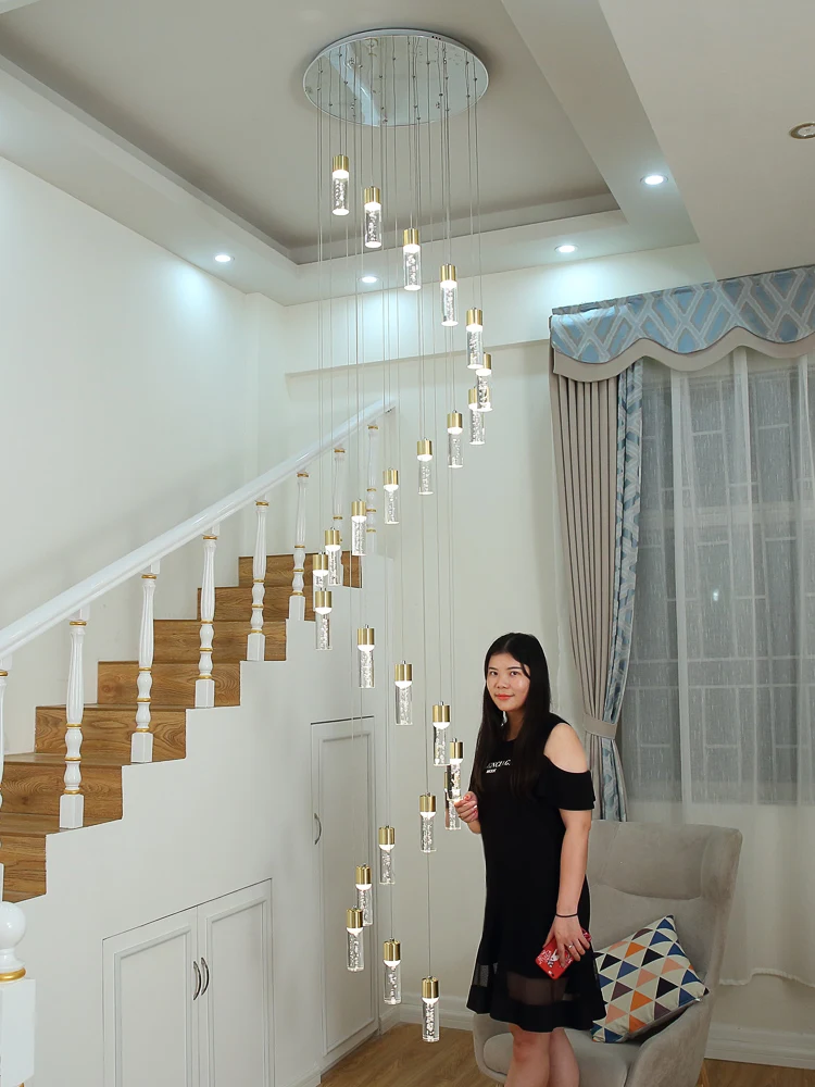 Подвесной светодиодный кулон в форме колонны светильник для лестницы прозрачный