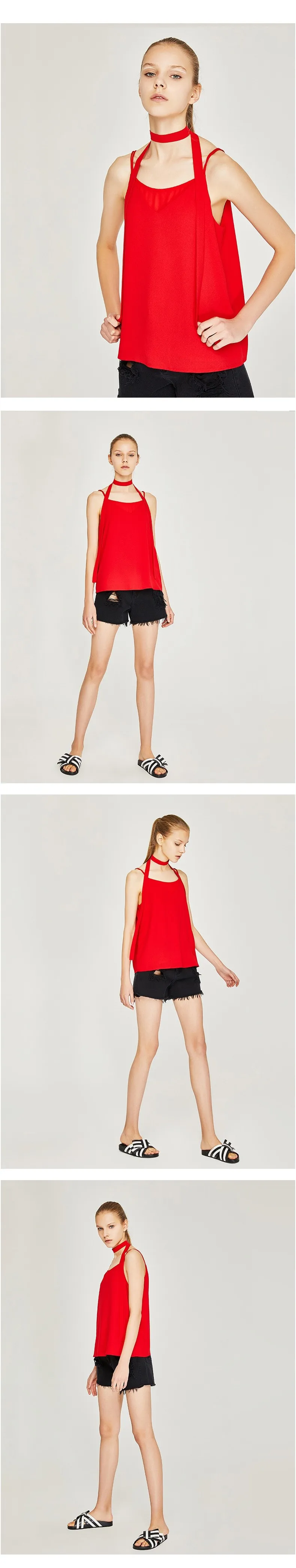 Toyouth Лето шифон V вырез горловины Tanktops ремень Sexy Back жилет Топ женский