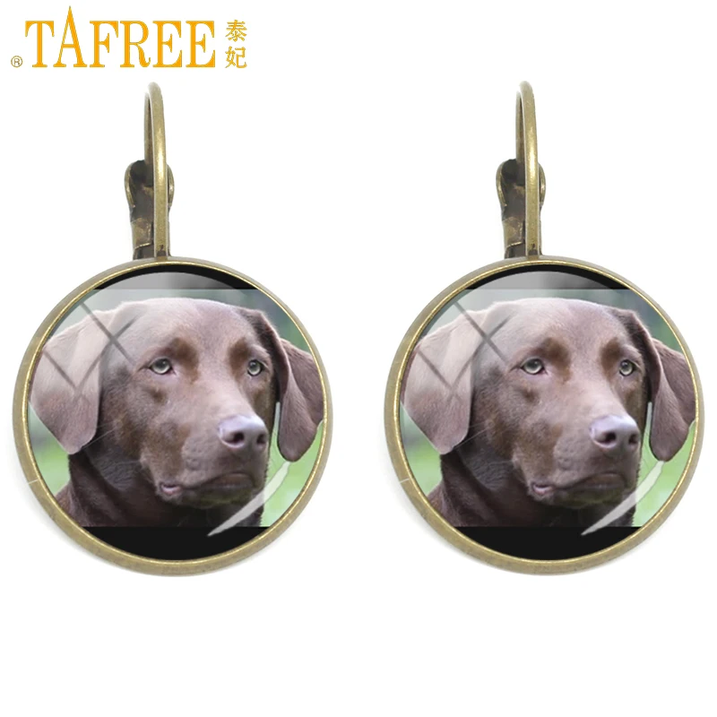 

TAFREE vintage bronze dog lover women clip earrings brown Labrador Beagle shepered Border terrier greyhound women jewelry DG3