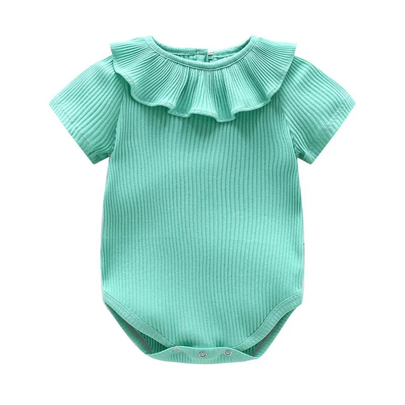 Летняя детская одежда милое детское боди для маленьких девочек однотонное с
