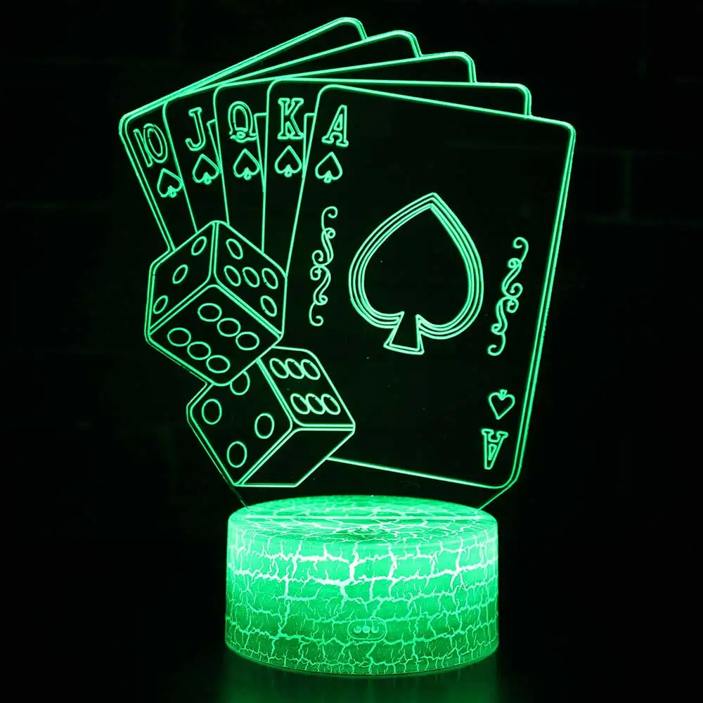 Покер светодиодный LED лампы для ночного света Оптическая иллюзия 7 цветов Touch