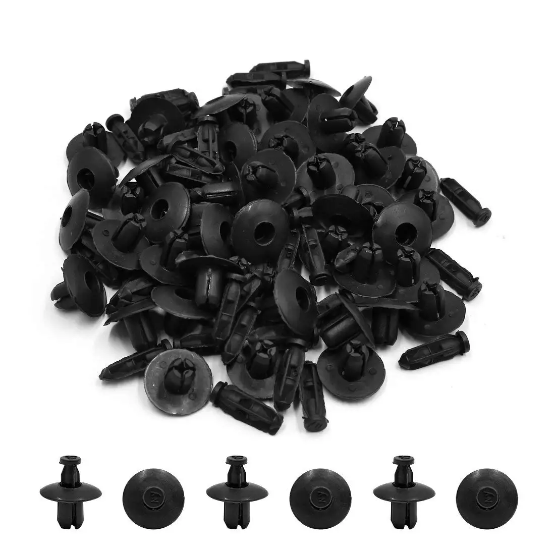 

uxcell 100pcs 8mm Black Screw Fastener Rivet Retainers Hood Push Clip Clamp for Car