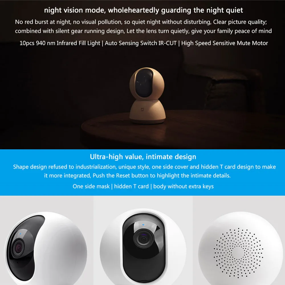 Оригинальный Xiaomi Mijia Smart Cam Колыбель глава версии 720 P HD 360 градусов Ночное видение