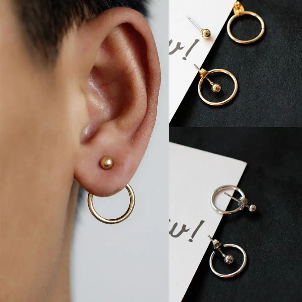 

Женские медные серьги-гвоздики с двумя кольцами, ювелирные изделия, простые серьги-гвоздики для женщин, новое поступление