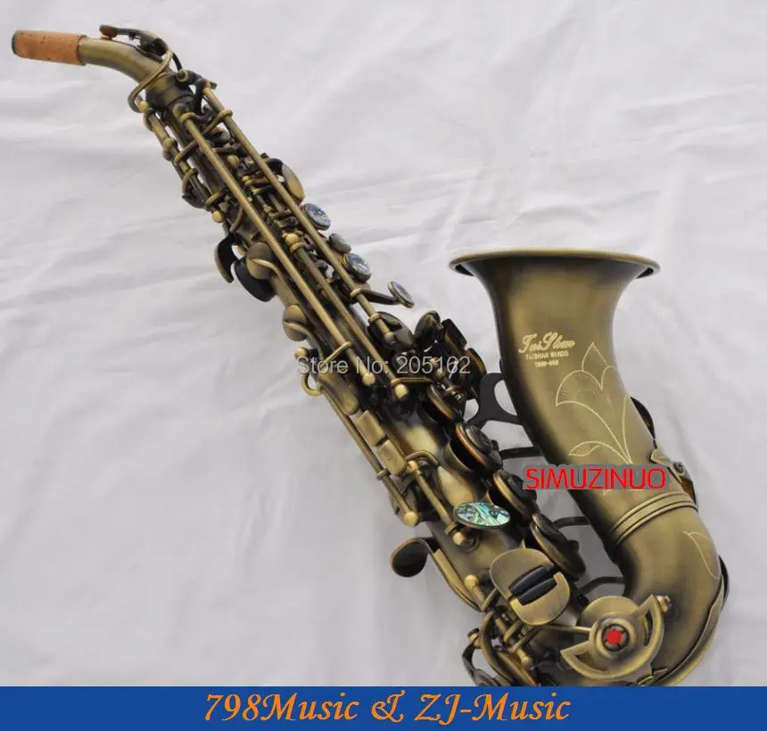 Античный Сопрано саксофон Bb изогнутый Sax высокое F # чехол|soprano saxophone|antique soprano
