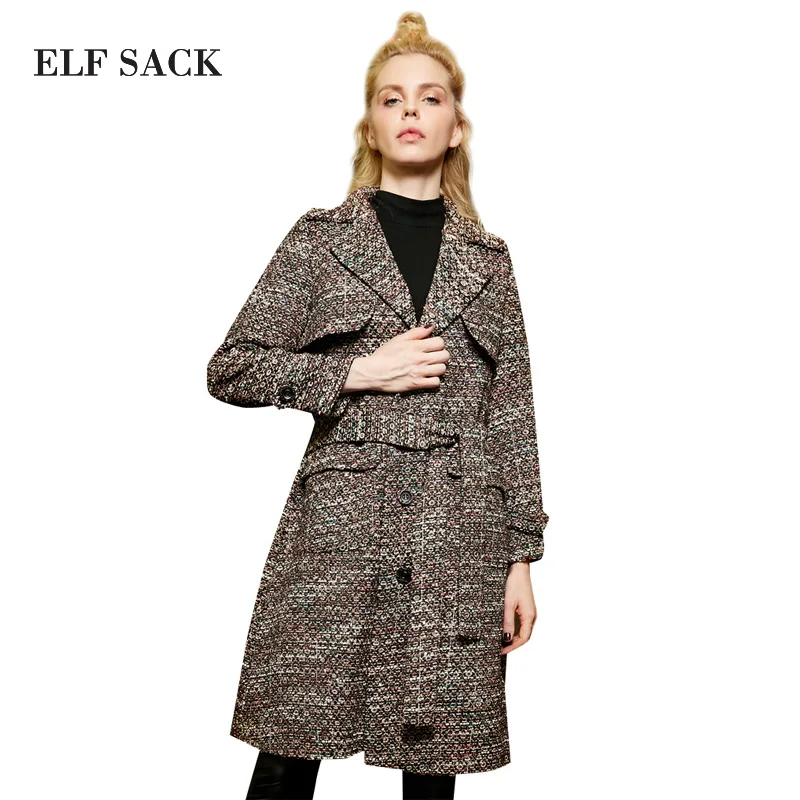 Elf SACK z зимняя винтажная тонкая приталенная шерстяная Верхняя одежда с отложным